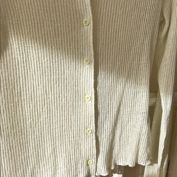 Cider Light Cream Ribbed Button-Down Shirt - Picture 8 of 9
